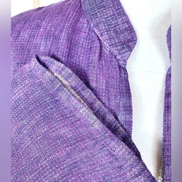 Eileen Fisher Purple Irish Linen Open Front Jacket - Kimono - Cardigan - Picture 11 of 15